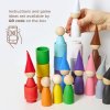 Montessori dřevěná hračka "Peg Dolls with Hats in Cups"