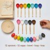 Eggs and Spoons Montessori Toy Wooden Sorter Game 12 Eggs 45 mm