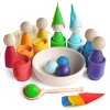 Rainbow Peg Dolls and Balls in Cups Montessori Toy Wooden Sorter Game