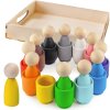 Montessori dřevěná hračka "Peg Dolls in Cups"