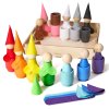 Large Peg Dolls with Cups, Scarfs, and Hats Montessori Toy Wooden Sorter Game