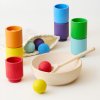 Montessori dřevěná hračka "Duhová: míčky v pohárech 3 cm"