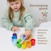Montessori dřevěná hračka "Duhová: míčky v pohárech 3 cm"