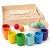 Montessori dřevěná hračka "Duhová: míčky v pohárech 3 cm"