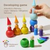 Montessori dřevěná hračka „Malé dřevěné panenky s klobouky a koulemi‟