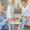 Montessori wooden toy "Rainbow: Peg Dolls in Cups with Hats and Balls" 2 version