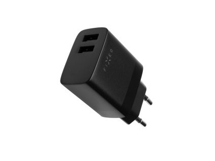 Síťová nabíječka FIXED s 2xUSB výstupem, 17W Smart Rapid Charge, černá