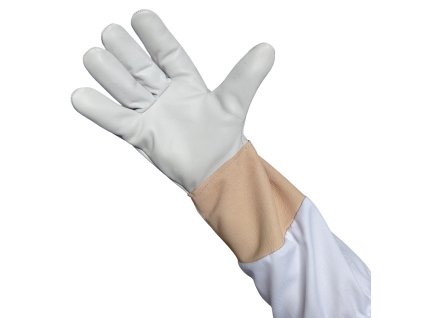 Včelárske rukavice – GREY BEE 1 | koža + látkový rukávec s koženou manžetou