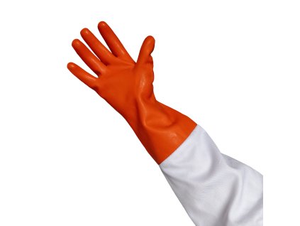 Včelárske rukavice – ORANGE BEE | latex + látkový rukávec