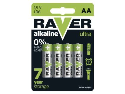 Alkalická baterie RAVER AA (LR6), 4 ks