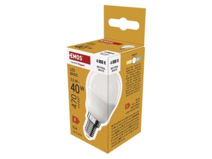 LED žárovka Basic Mini Globe / E14 / 5,5 W (40 W) / 470 lm / neutrální bílá