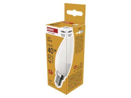 LED žárovka Basic svíčka / E14 / 5,5 W (40 W) / 470 lm / neutrální bílá