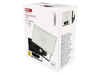 LED reflektor TAMBO se senzorem pohybu, 20 W, 2000 lm, černý