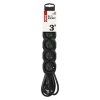 Prodlužovací kabel 3 m / 5 zásuvek / černý / PVC / 1 mm2