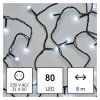 LED vánoční cherry řetěz – kuličky, 8 m, venkovní i vnitřní, studená bílá, programy