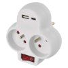 Rozbočovací zásuvka 2×, vyp., 1×USB-A+1×USB-C, bílá