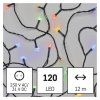 LED vánoční řetěz, 12 m, venkovní i vnitřní, multicolor, programy, časovač