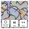 LED vánoční cherry řetěz – kuličky, 8 m, venkovní i vnitřní, multicolor, programy, časovač
