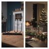 LED svícen kovový černý, 40 cm, 2x AA, vnitřní, teplá bílá