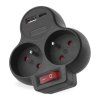 Rozbočovací zásuvka 2×, vyp., 1×USB-A+1×USB-C, černá