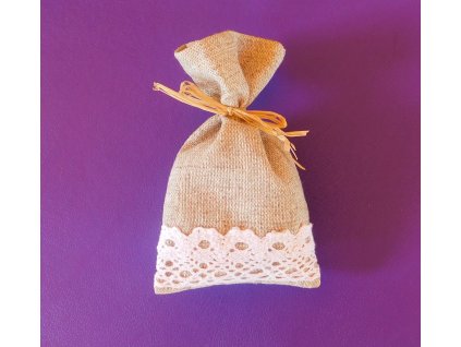 Levandulový sáček režná 2 s krajkou