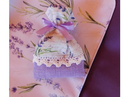 Levandulový sáček KOMBINACE 3 S BÍLOU KRAJKOU