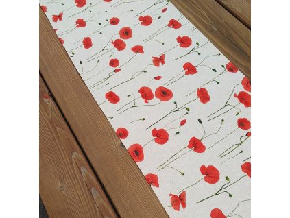 běhoun na stůl vlčí máky na režné