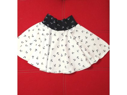 Kolová sukně KOTVIČKY na bílé
