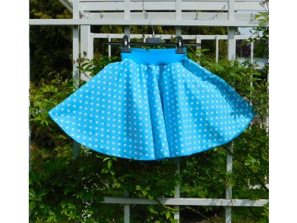 Kolová sukně MODRÁ s puntíkem-  II. jakost