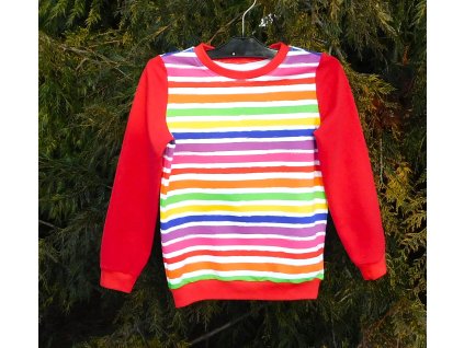 Mikina BAREVNÉ PRUHY s červenou