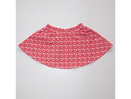 Půlkolová sukně květiny na červené