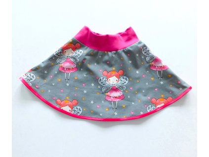 Půlkolová sukně MOTÝLÍ VÍLA NA ŠEDÉ