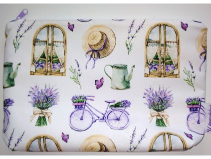 Kosmetická taška levandule na bílé