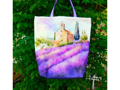Nákupní taška pole levandulí 1