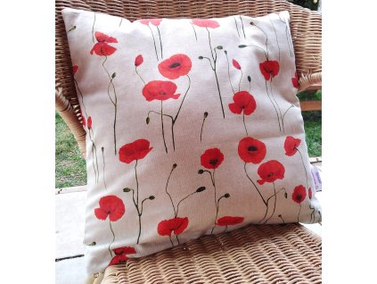 povlak na polštářek vlčí máky na režné