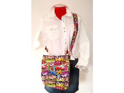 Skládací, oboustranná messenger taška CITY GRAFFITI celovzorová