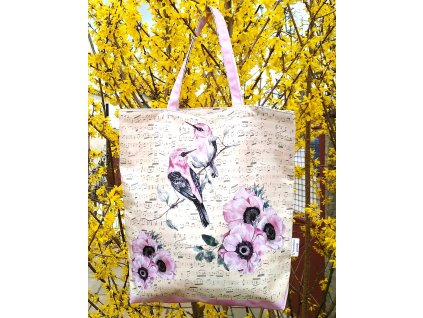 Nákupní taška Noty a ptáčci s květy