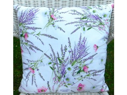 Povlak na polštářek levandule s lučním kvítím