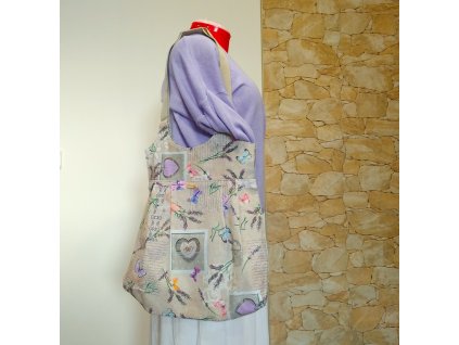 taška se sedlem levandule s motýly a srdíčky