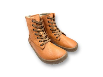 FRODDO BAREFOOT TEX LACES COGNAC ZIMNE TOPANKY6