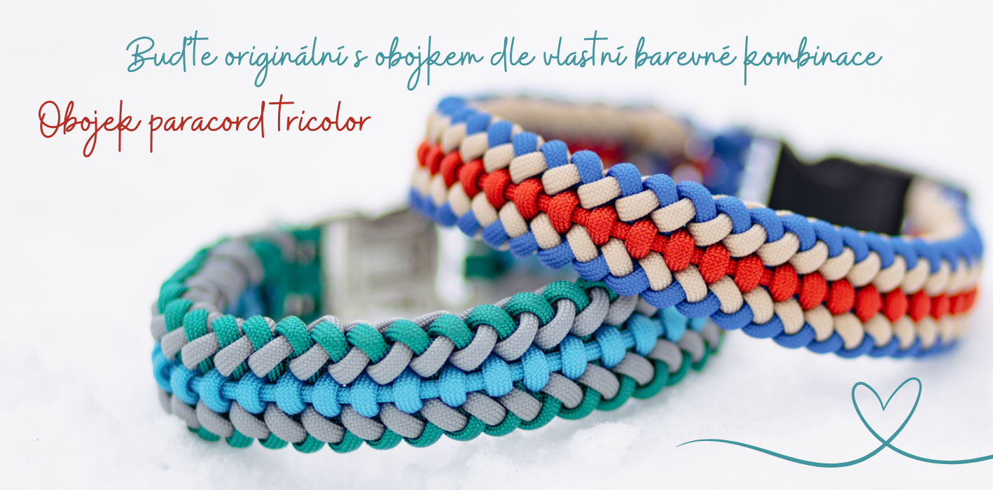 Tříbarevný obojek z paracordu