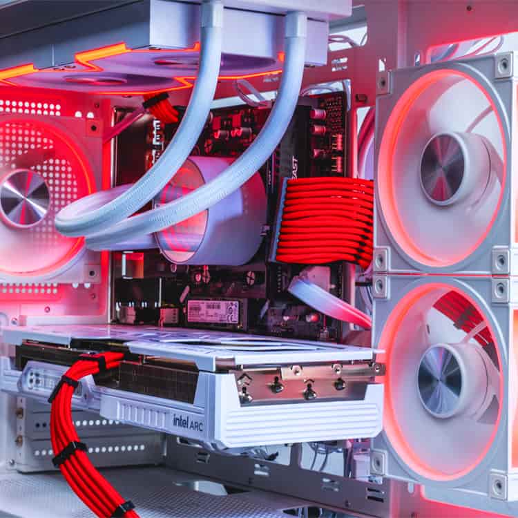 Červený PSU kabel s opletem pro herní PC – UltraComp