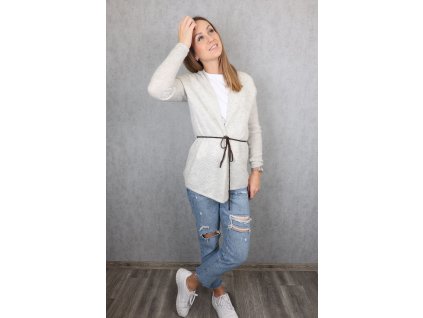 Dámský šedý kardigan s páskem H&M