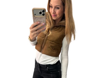 Dámská hnědá krátká vesta