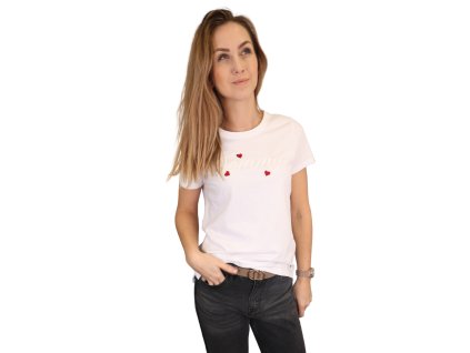 Dámské bílé tričko TOMMY HILFIGER se srdíčky