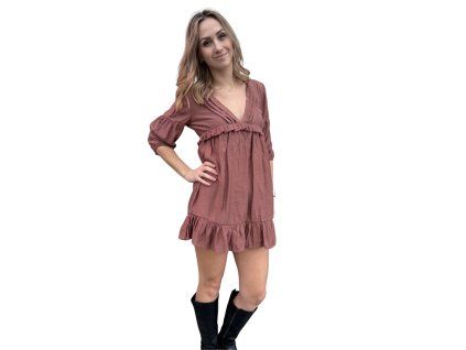 Dámské hnědé šaty s volánky PULL&BEAR