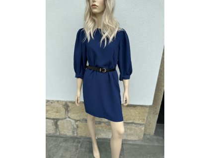 Dámské modré šaty s nabíranými rukávy H&M