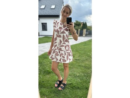 Dámské šaty béžovo hnědé s volánky SHEIN
