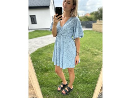 Dámské modré šaty s kvítky SHEIN