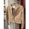 Dámská béžová kožená bunda MANGO